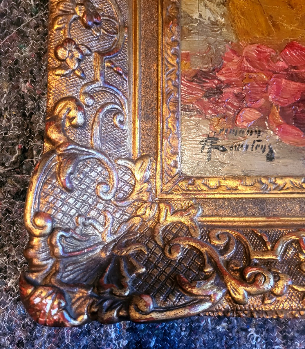 Oil On Canvas, Still Life With Roses Signed Herman Courtens - 19th Century-photo-4