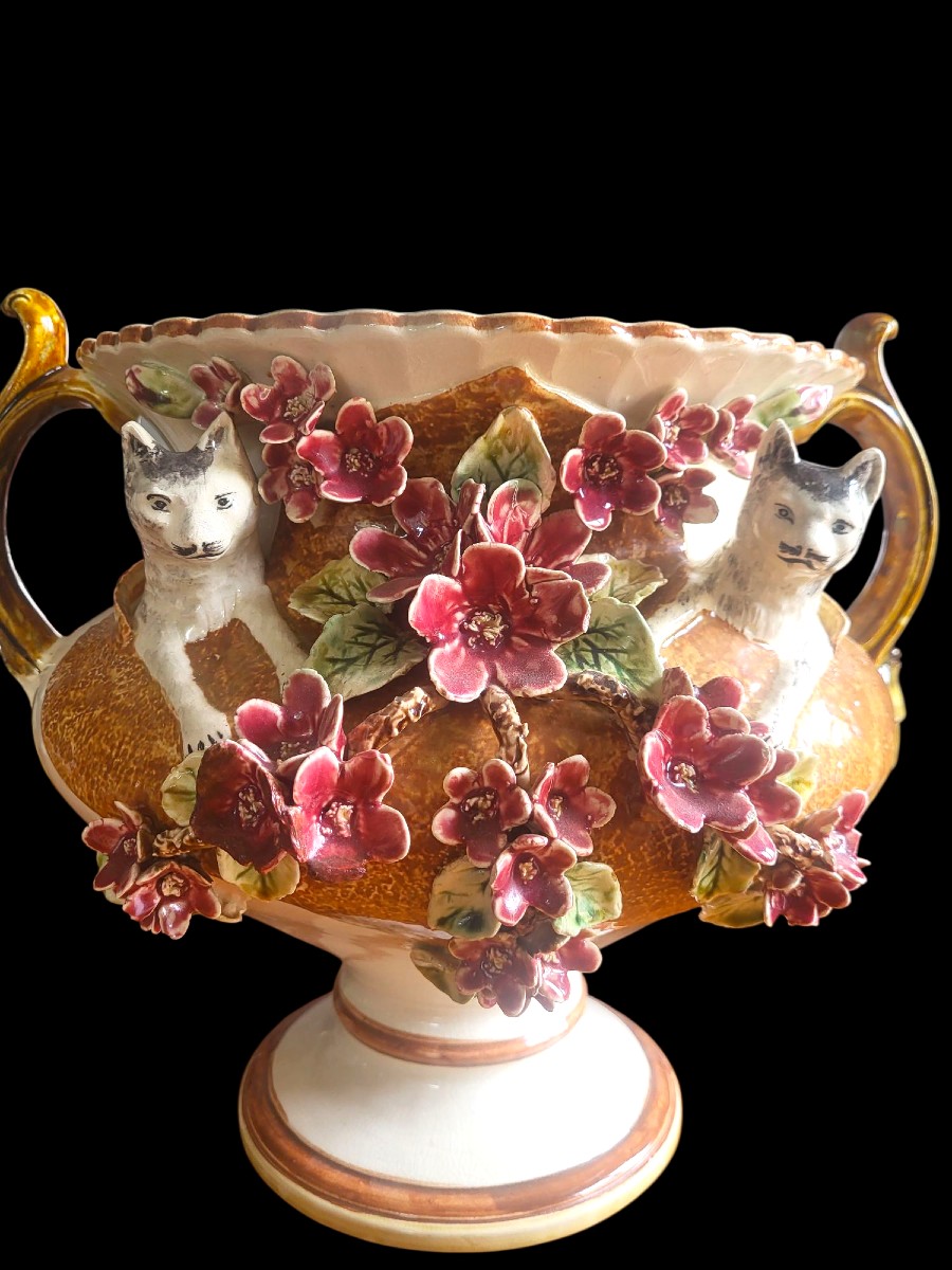 Jardiniere en faience fine, majolique Napolitaine XXeme-photo-2