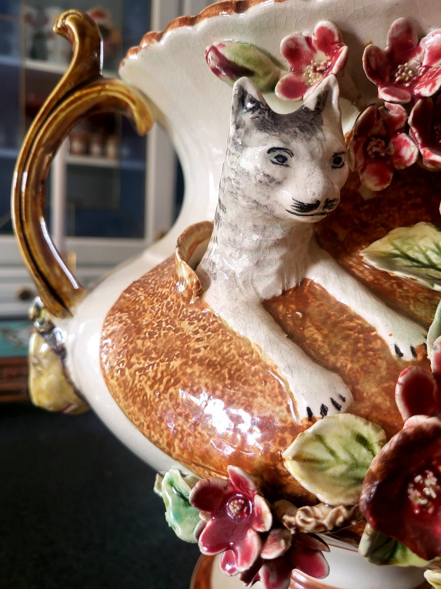 Jardiniere en faience fine, majolique Napolitaine XXeme-photo-6