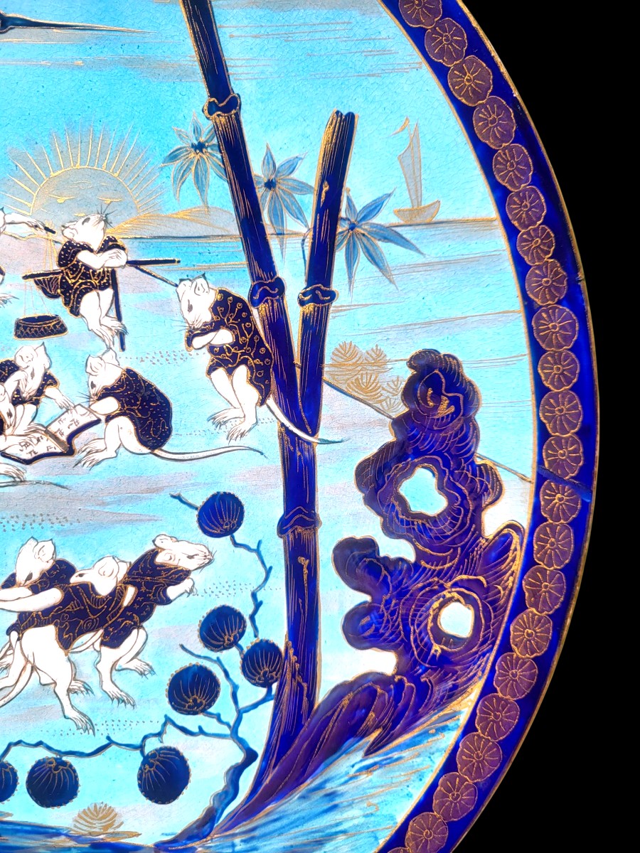 Decorative Dish In Fine Earthenware With Japanese Enamels - Epic Menji 19th Century-photo-3