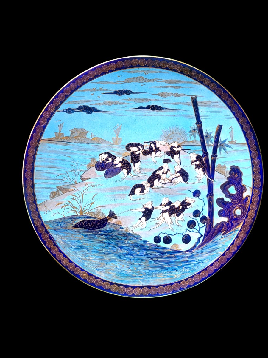 Decorative Dish In Fine Earthenware With Japanese Enamels - Epic Menji 19th Century