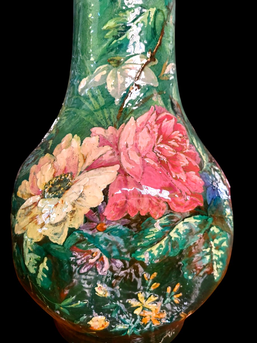 Pair Of Ceramic Vases, Slip Signed Lefront - 19th Century-photo-2