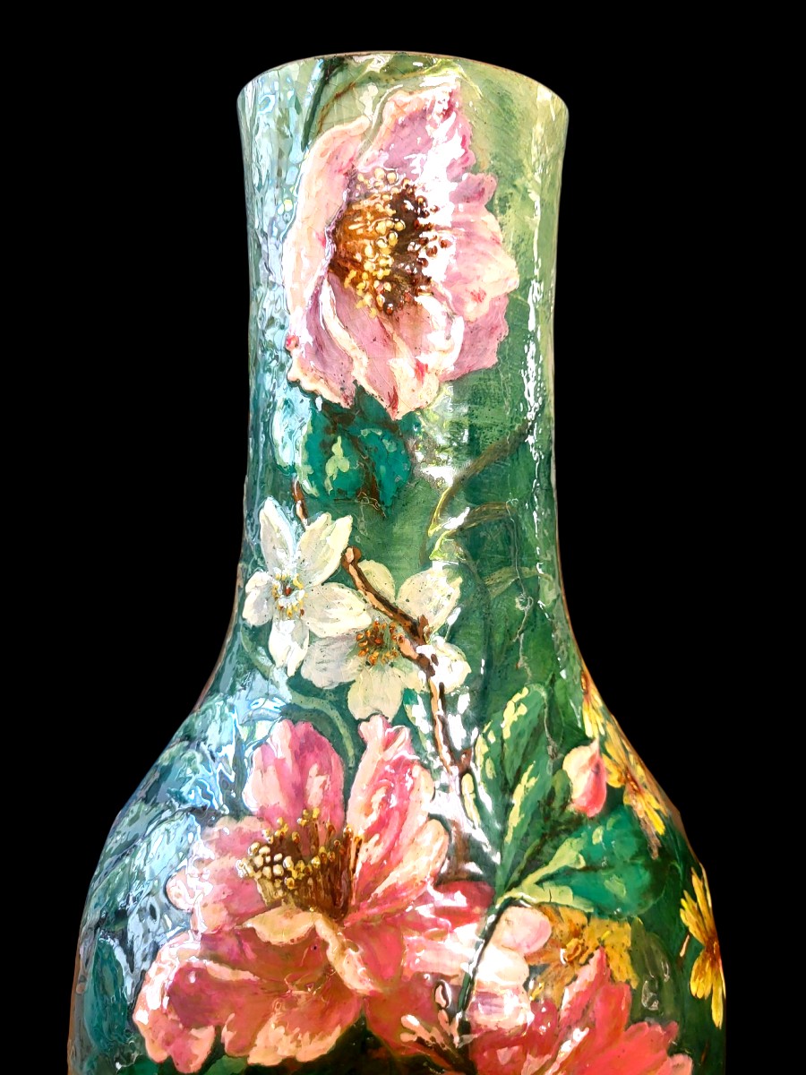Pair Of Ceramic Vases, Slip Signed Lefront - 19th Century-photo-3