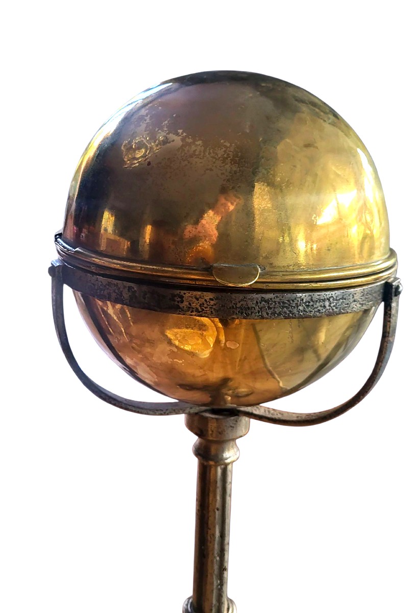 Brass Sponge Ball On Cast Iron Base, Rare Model - 20th Century-photo-2