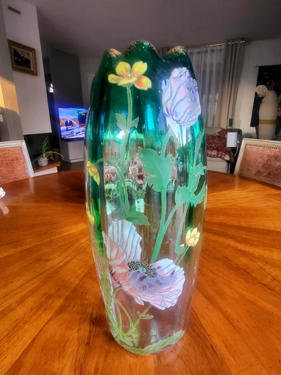 Large Poppy Vase, Montjoye - 20th Century