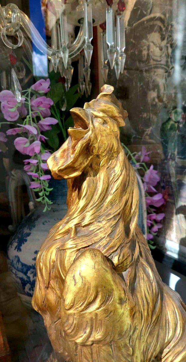 Sculpture coq en argile blanche et patiné bronze signe NELSON - XIXeme-photo-2