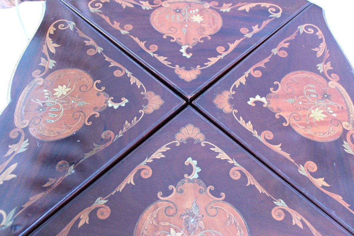 Edwardian Marquetry Handkerchief Games Table -photo-1