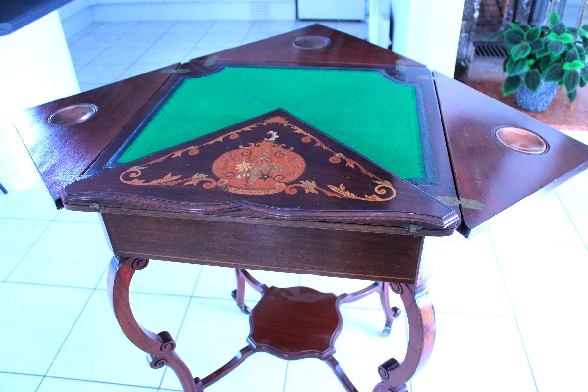 Edwardian Marquetry Handkerchief Games Table -photo-3