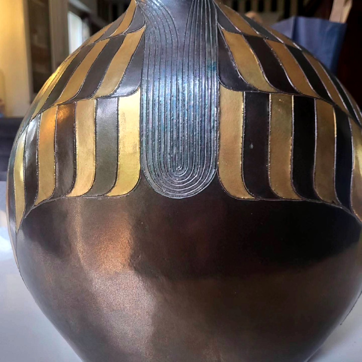 Lampe sculpture horus, signée Georges Deliege - XXeme-photo-2