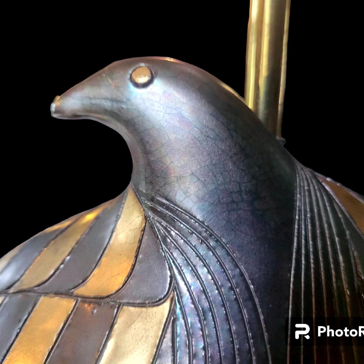 Lampe sculpture horus, signée Georges Deliege - XXeme-photo-3