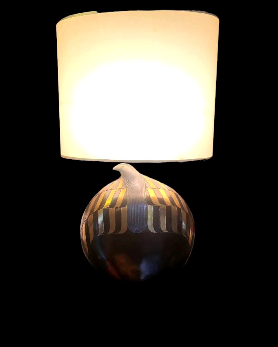 Lampe sculpture horus, signée Georges Deliege - XXeme-photo-1