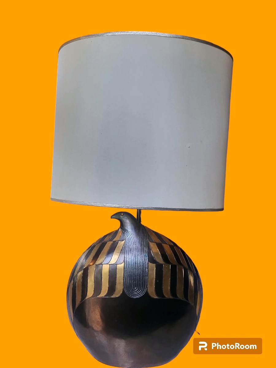 Lampe sculpture horus, signée Georges Deliege - XXeme