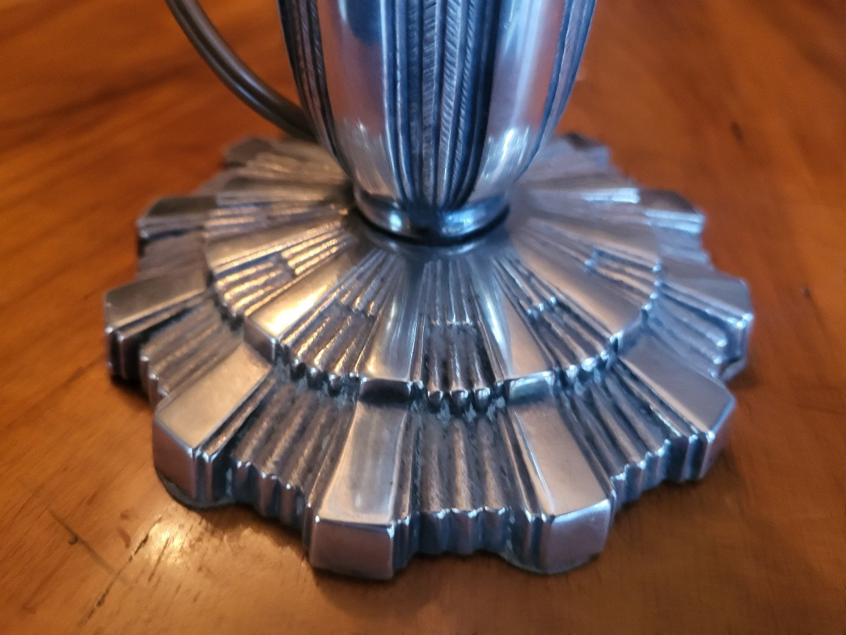 Lampe en bronze nickelé du bronzier HETTIER &VINCENT XXeme-photo-3