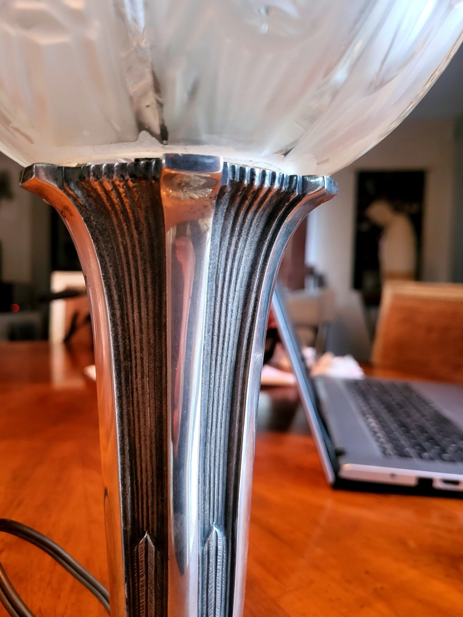 Lampe en bronze nickelé du bronzier HETTIER &VINCENT XXeme-photo-4