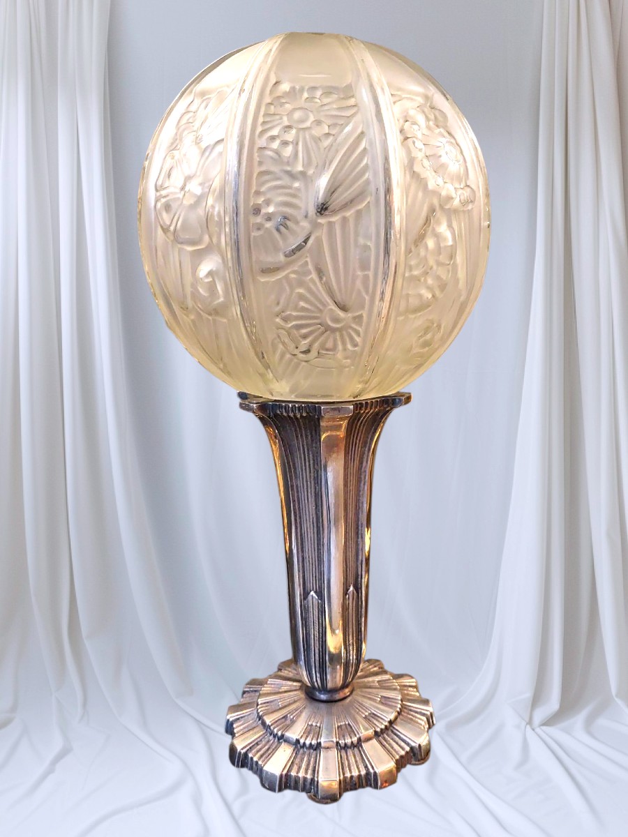 Lampe en bronze nickelé du bronzier HETTIER &VINCENT XXeme