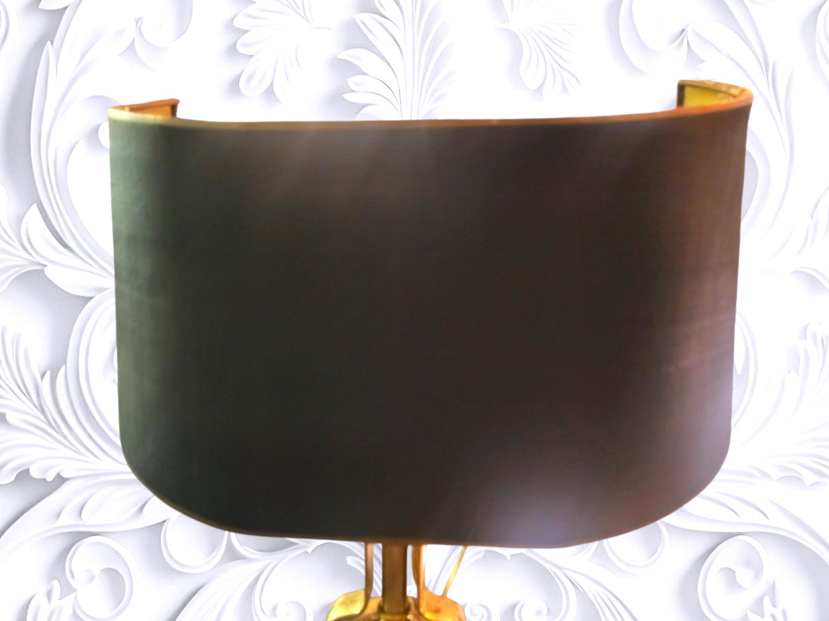 lampe ancienne de paquebot  1930, en bronze massif patiné. -photo-4