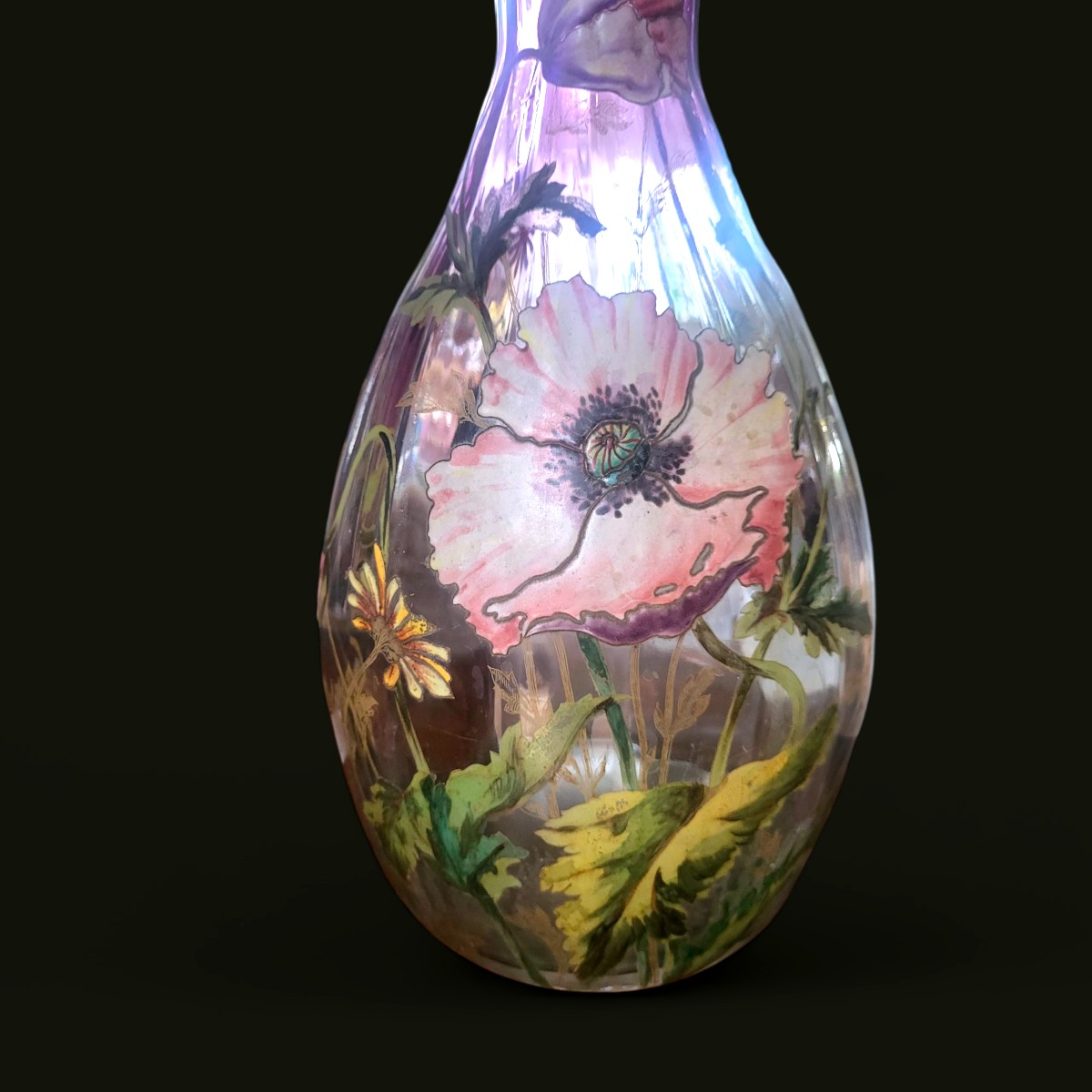 Vase de grande dimension en verre émaillé, Monjoye - XIXeme-photo-2