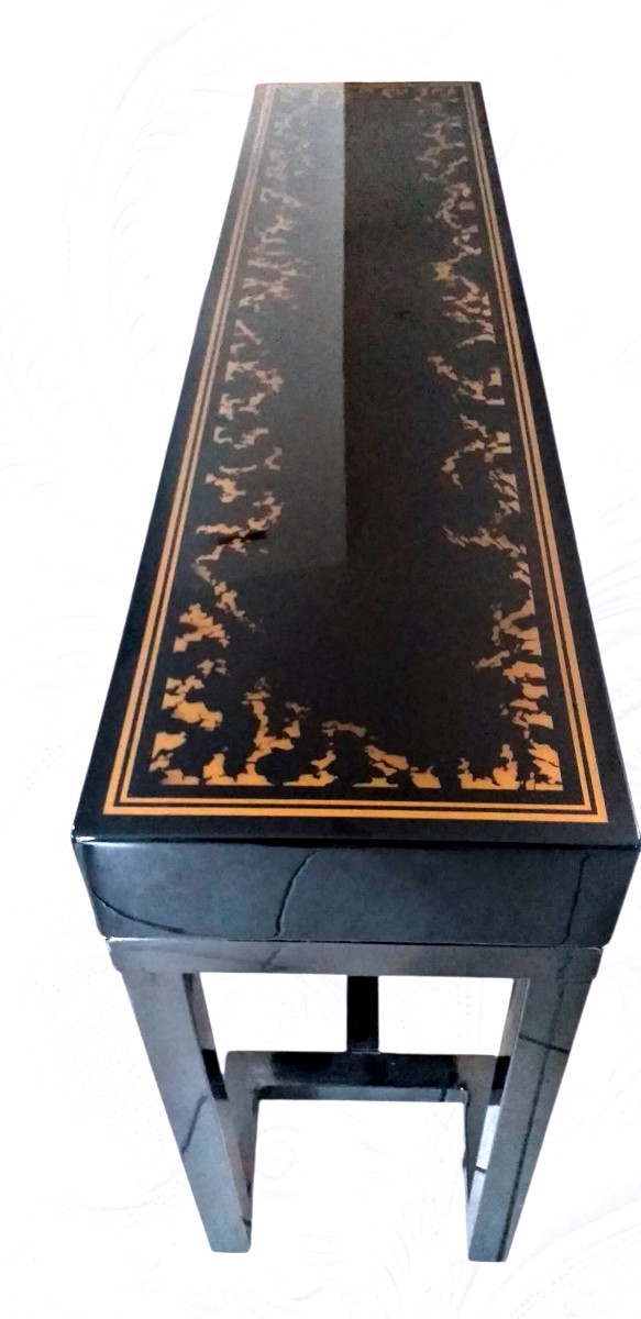 Console en laque noire, art deco- XXeme