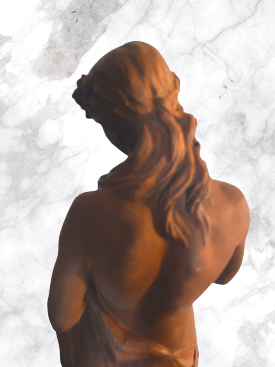 Importante sculpture femme a l antique en terre cuite signée - XIXeme-photo-2