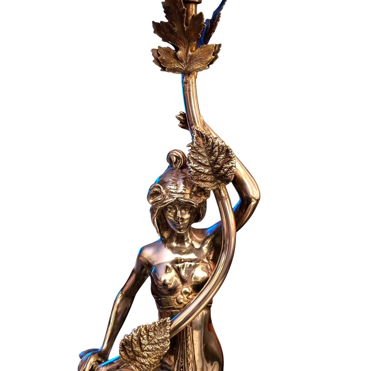 Pair Of Silvered Bronze Candlesticks, Art Nouveau - 20th Century-photo-2