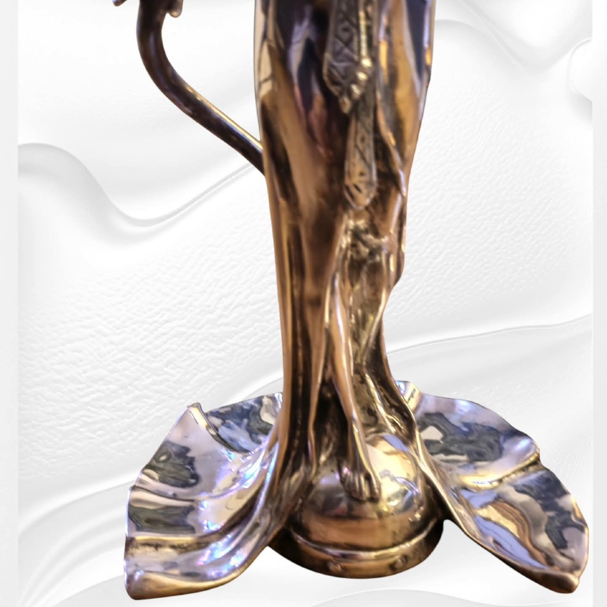 Pair Of Silvered Bronze Candlesticks, Art Nouveau - 20th Century-photo-3