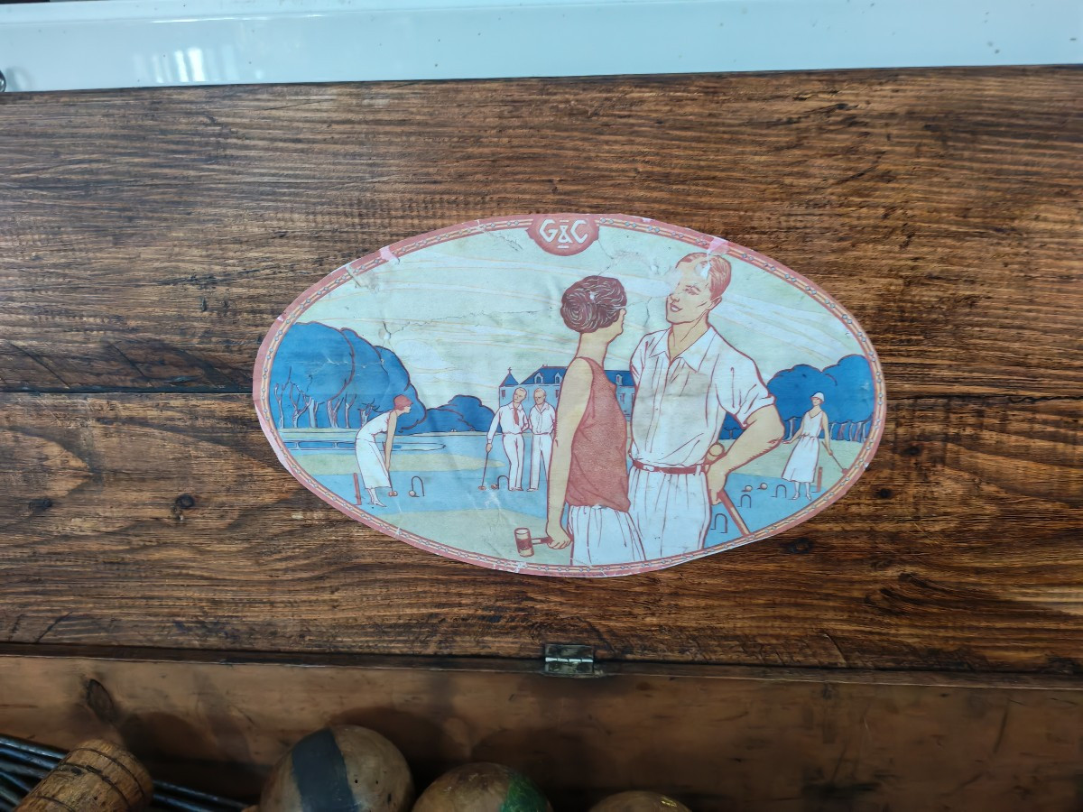 Rare Complete Croquet Set In Original Box - 20th Century-photo-4
