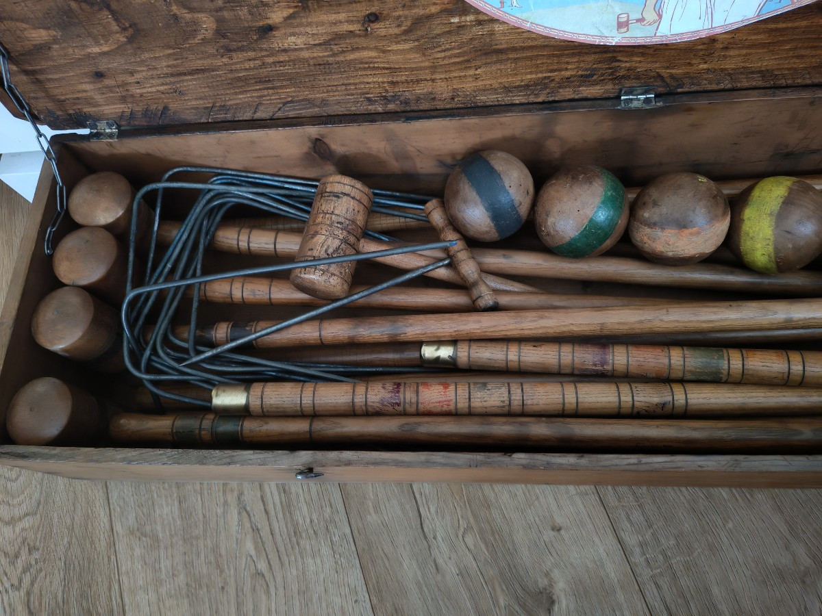Rare Complete Croquet Set In Original Box - 20th Century-photo-1