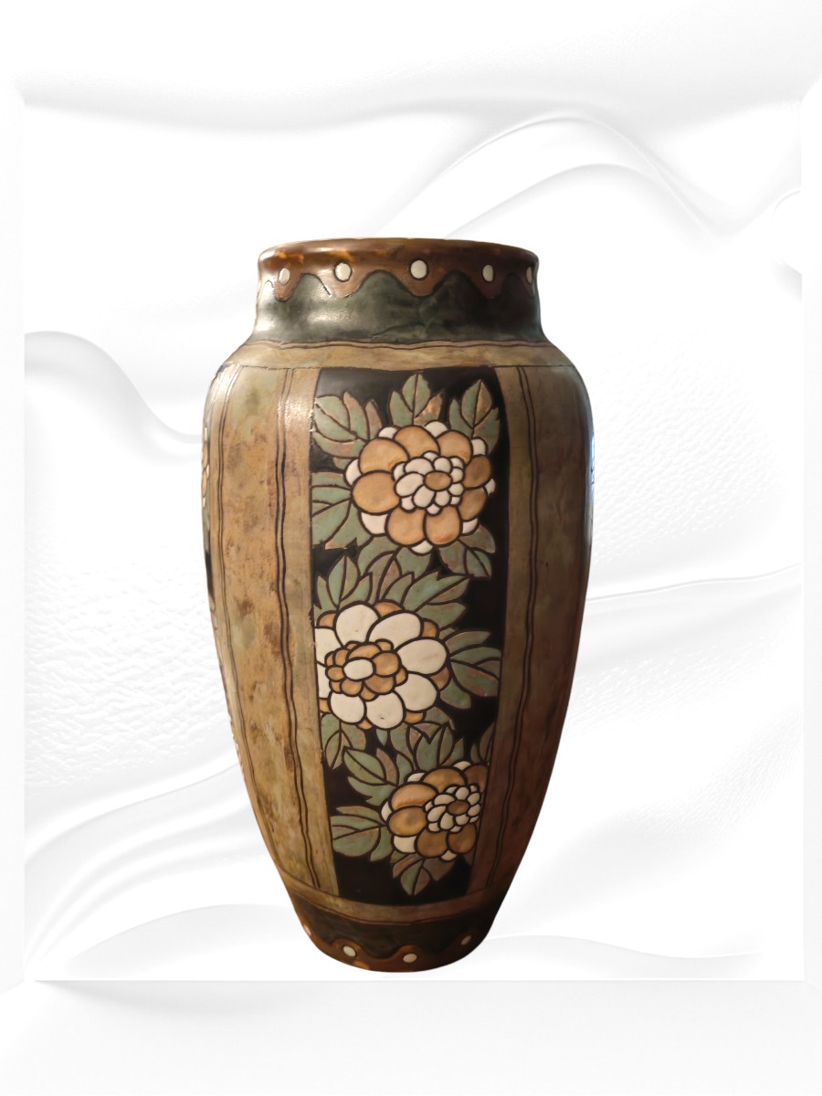 Art Deco Ovoid Vase In Keramis Stoneware Boch Charles Catteau 