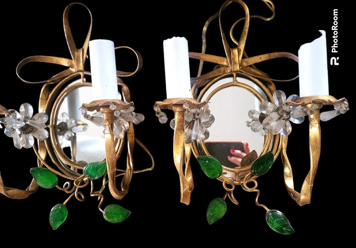 Pair Of Wall Sconces Attributed To La Maison Bagues - 1950