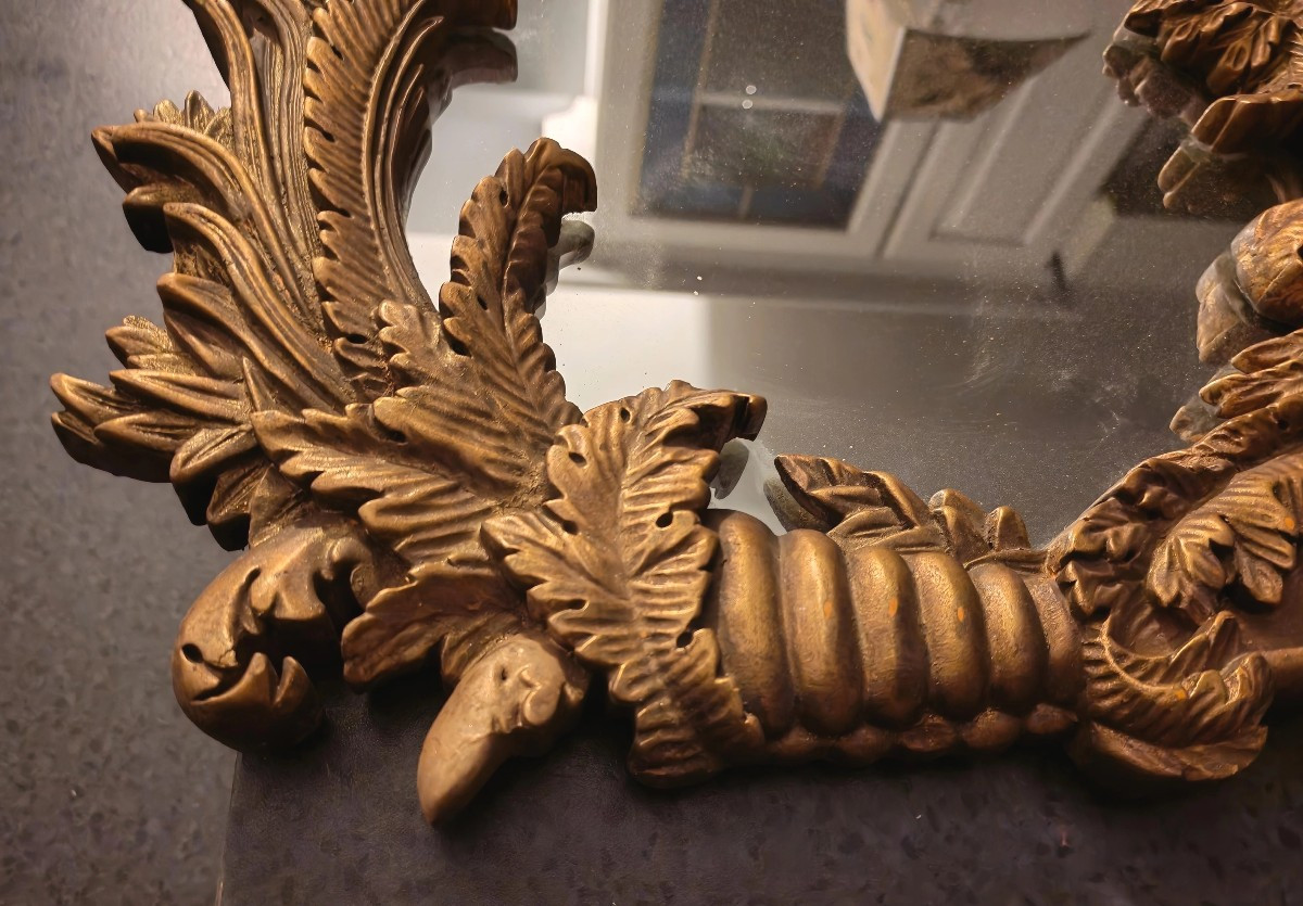 Miroir en bois doré de style baroque d époque XIXeme -photo-3