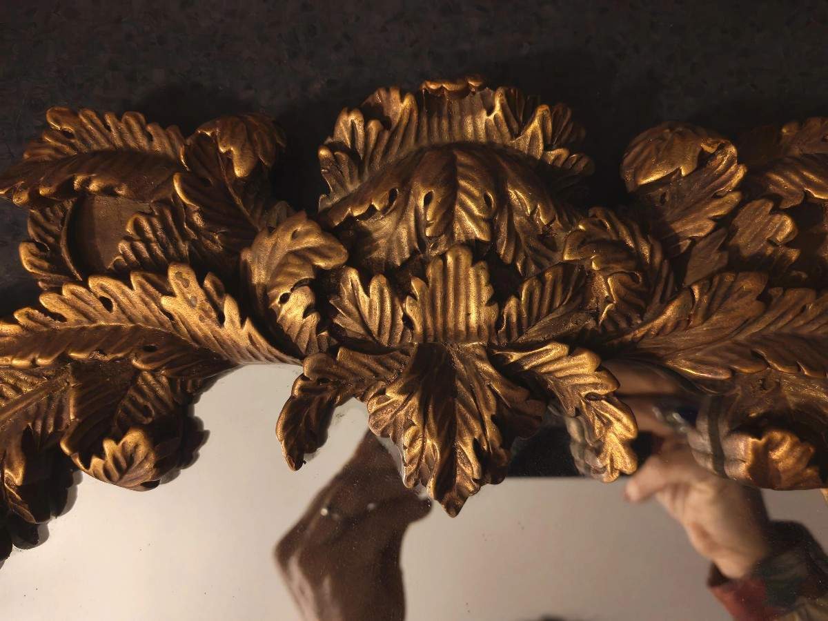 Miroir en bois doré de style baroque d époque XIXeme -photo-1
