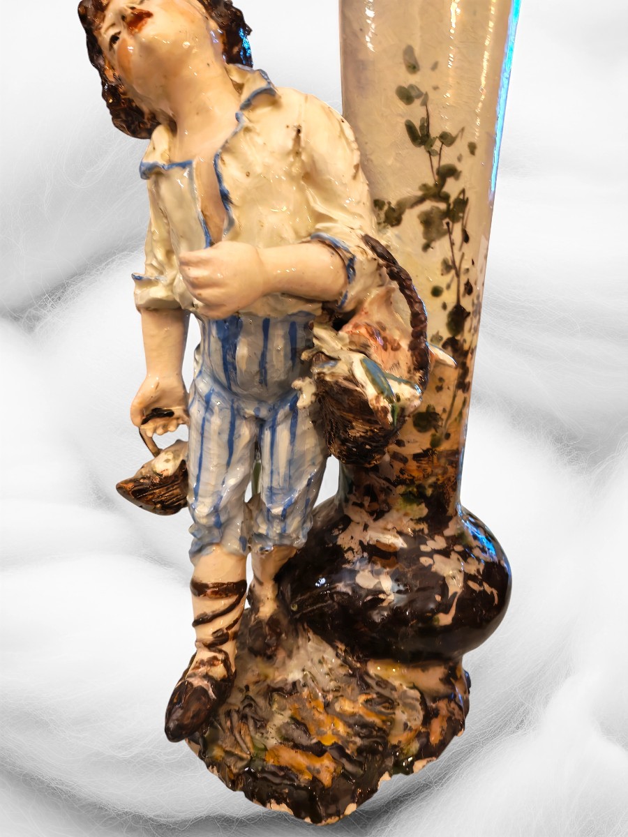 Pair Of Figurative Porcelain Vases From Montigny-sur-loing, 19th Century -photo-4