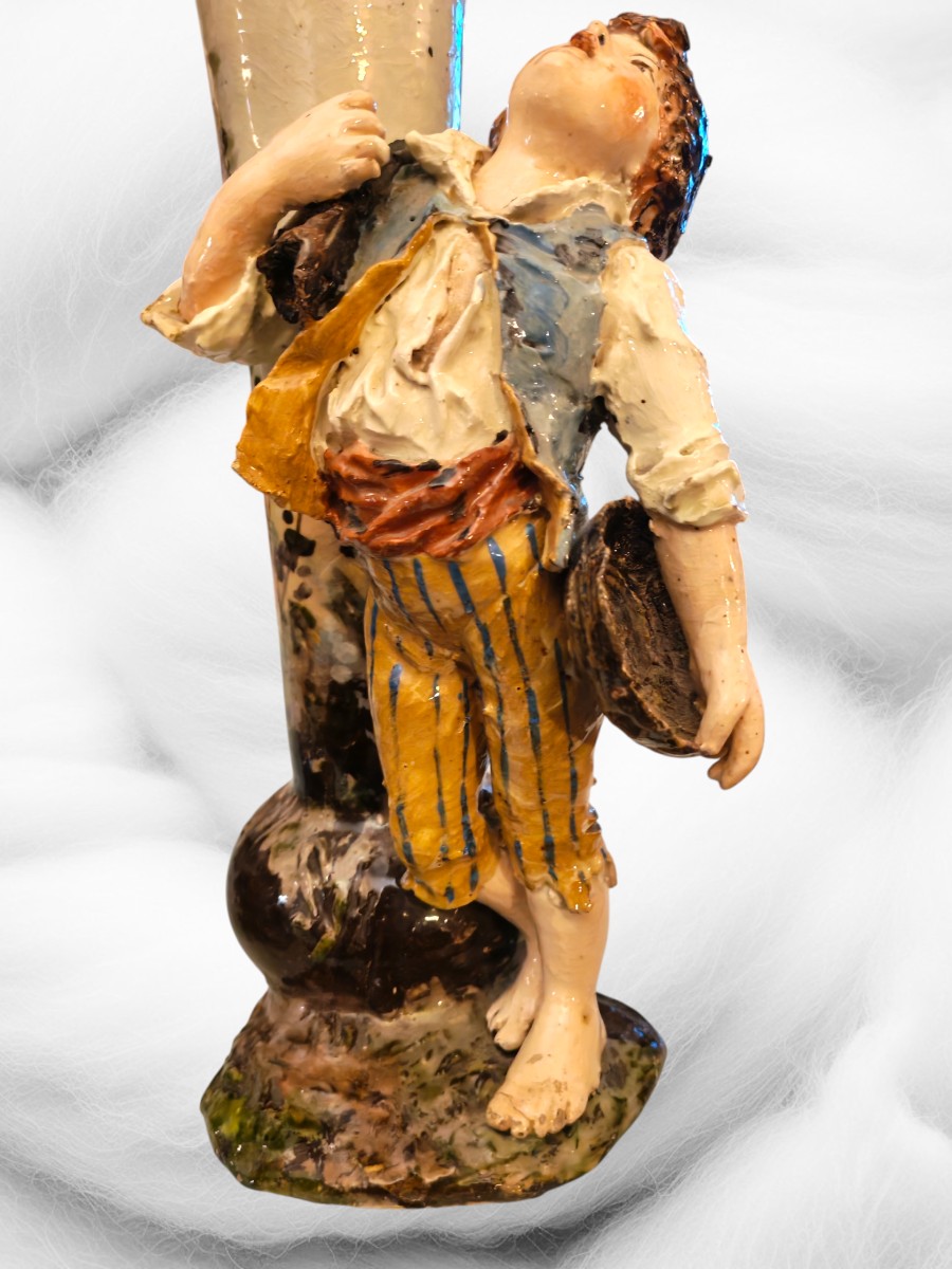 Pair Of Figurative Porcelain Vases From Montigny-sur-loing, 19th Century -photo-1