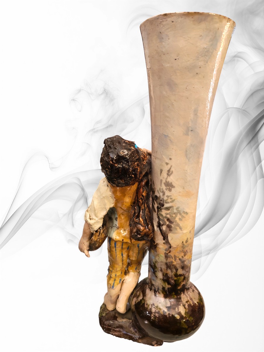 Pair Of Figurative Porcelain Vases From Montigny-sur-loing, 19th Century -photo-4