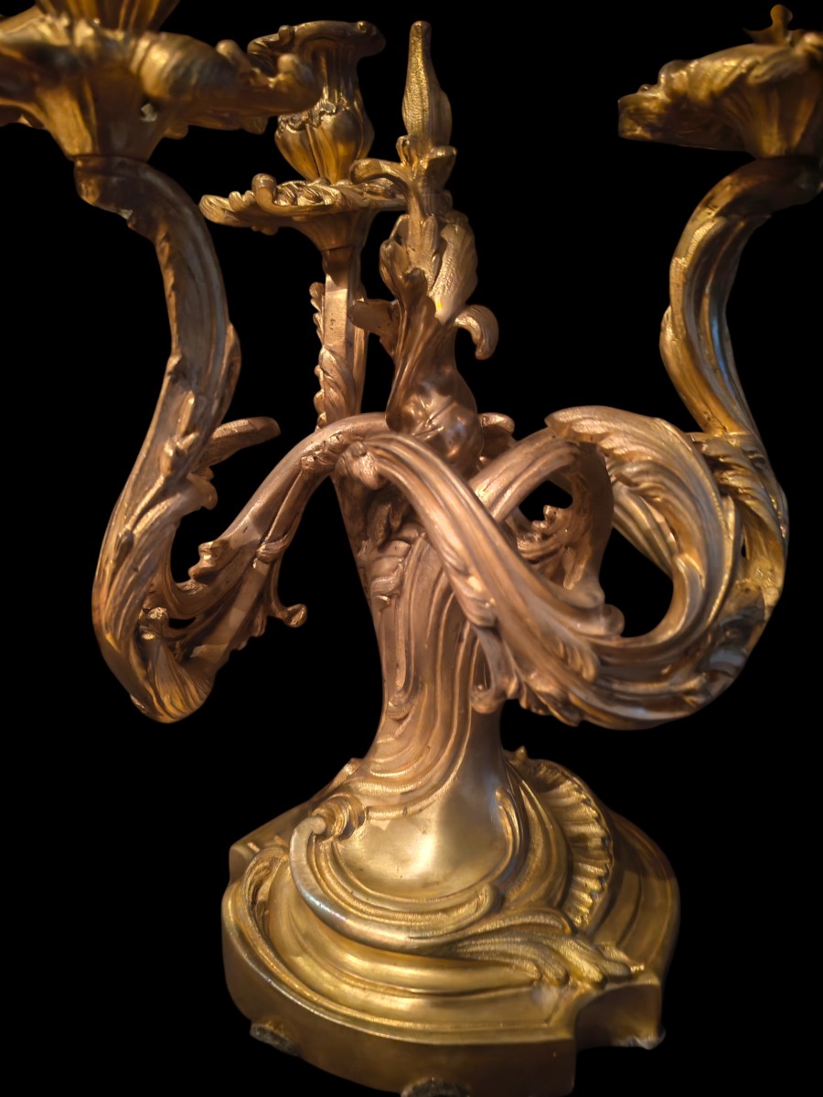 Pair Of Gilt Bronze Candelabra, Louis XV-xix-photo-2