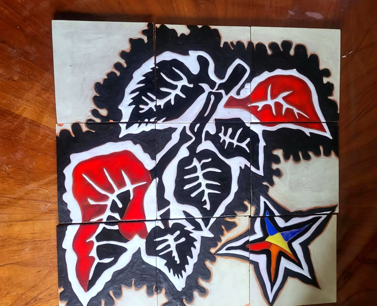 Lot de 9 carreaux en céramique émaillée Jean Lurçat - Xxeme