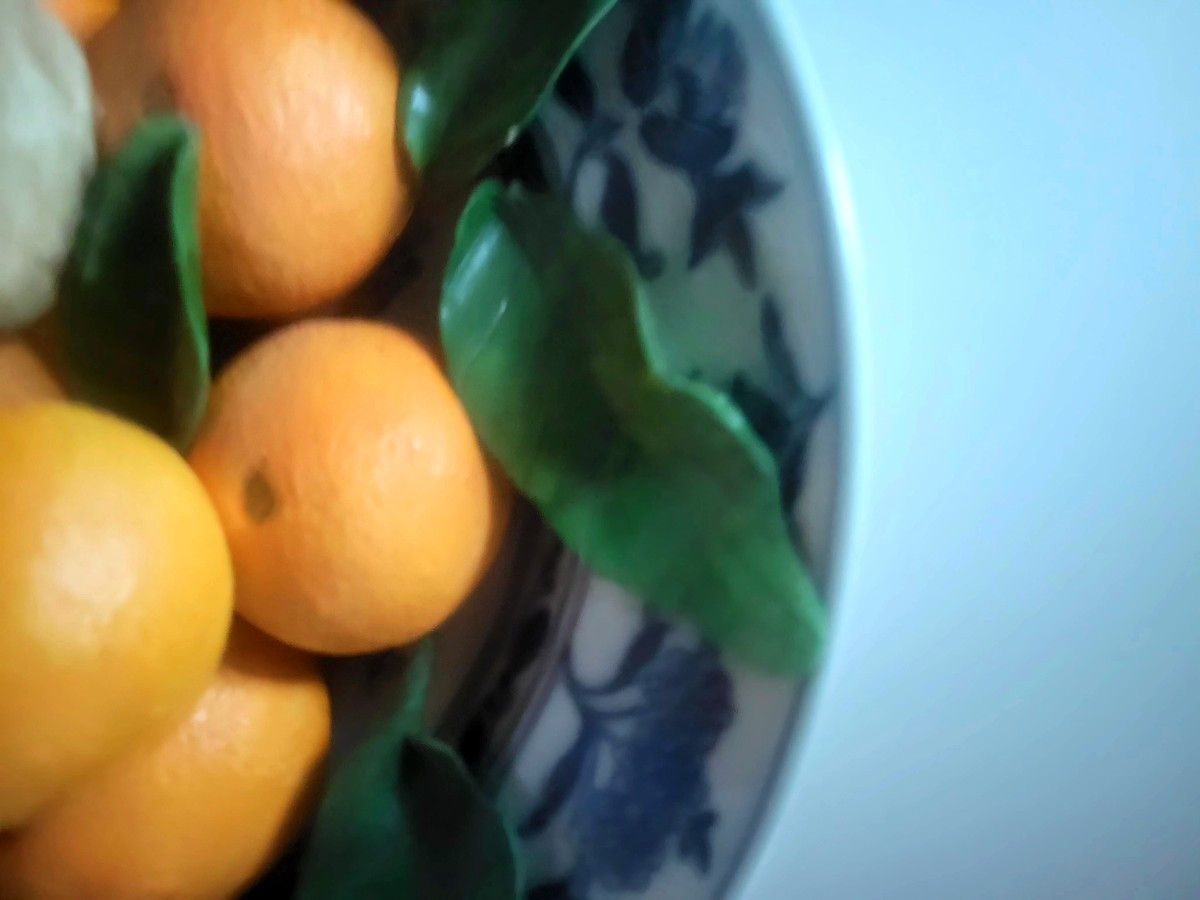 Trompe l'Oeil Plate, Mandarin Decoration, Signed Christine Viennet - 20th Century-photo-2