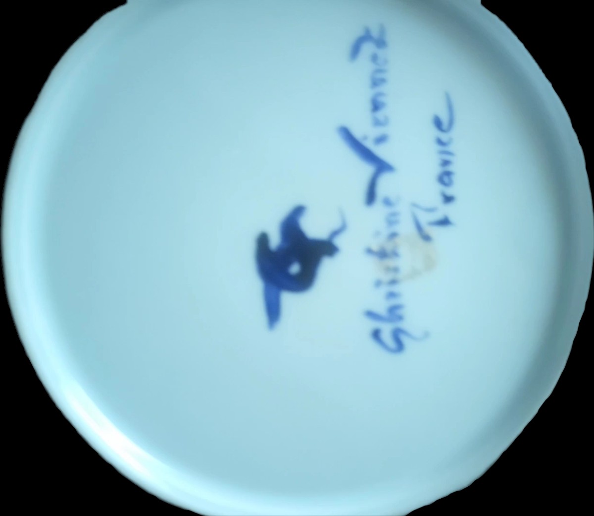 Trompe l'Oeil Plate, Mandarin Decoration, Signed Christine Viennet - 20th Century-photo-4