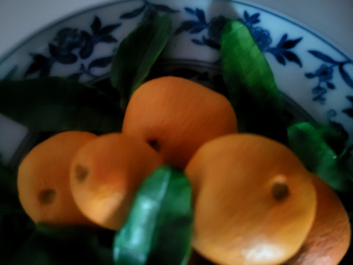 Trompe l'Oeil Plate, Mandarin Decoration, Signed Christine Viennet - 20th Century-photo-4