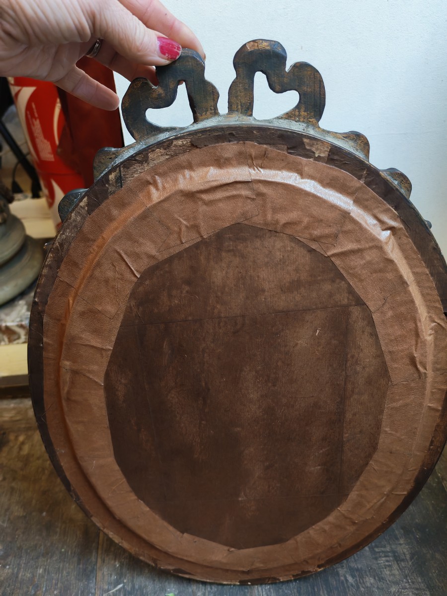 Pastel représentant une jeune fille, cadre en bois doré, belle patine, style Louis XVI-XVIIIeme-photo-4