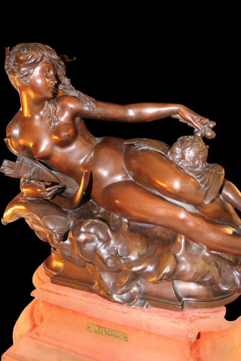 Bronze De Milieu Diane La Chasseresse Signe Félix Coutant XIXeme-photo-2
