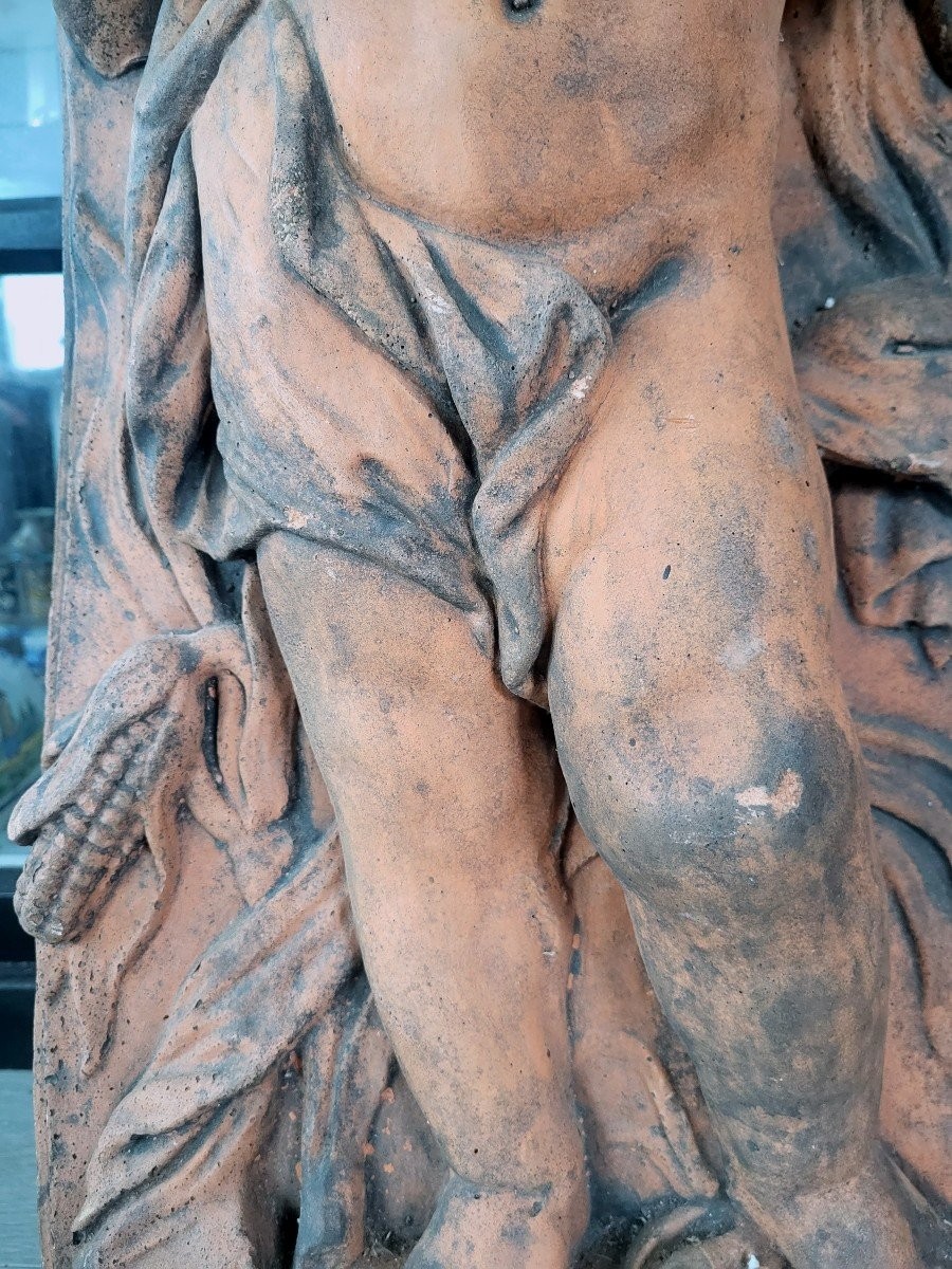 Importante sculpture en terre cuite Italienne -  Angelot à La Gerbe de Blé, Style Baroque- XVII-photo-3