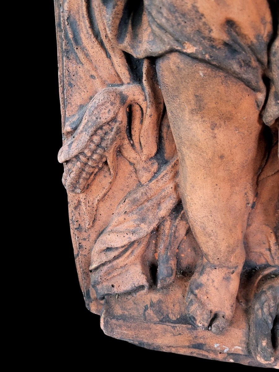 Importante sculpture en terre cuite Italienne -  Angelot à La Gerbe de Blé, Style Baroque- XVII-photo-1