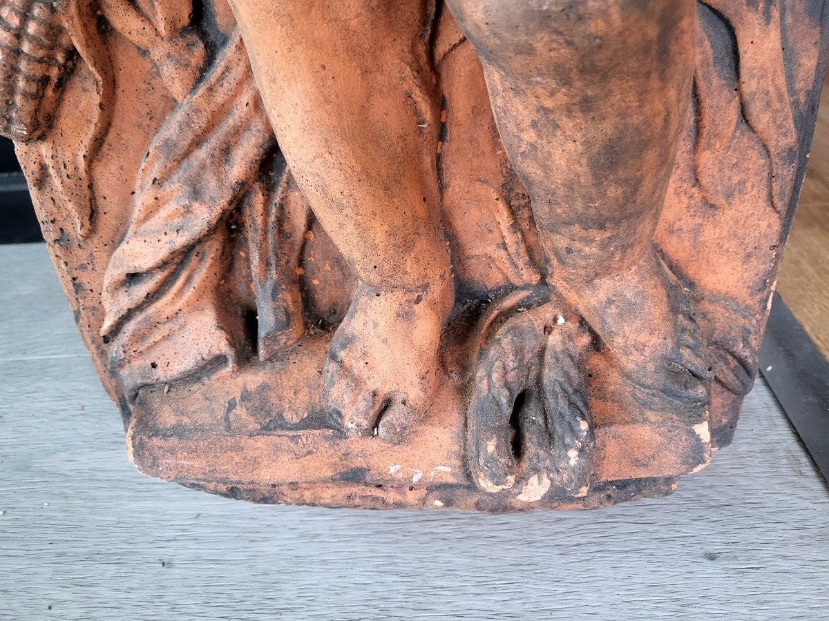 Importante sculpture en terre cuite Italienne -  Angelot à La Gerbe de Blé, Style Baroque- XVII-photo-5
