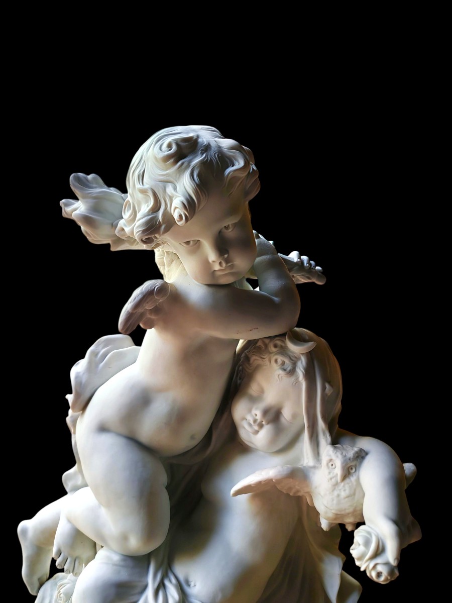 Sculpture Cookie Mat Le Jour La Nuit Signed Itasse 19th Century-photo-2