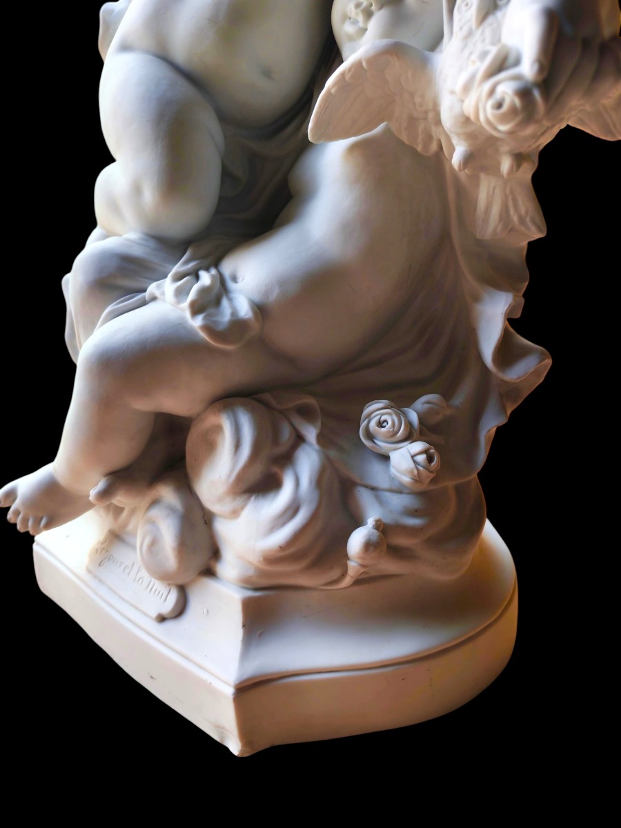 Sculpture Cookie Mat Le Jour La Nuit Signed Itasse 19th Century-photo-3