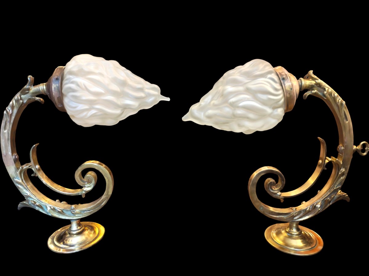 Paire d appliques en bronze Art Nouveau XIXeme