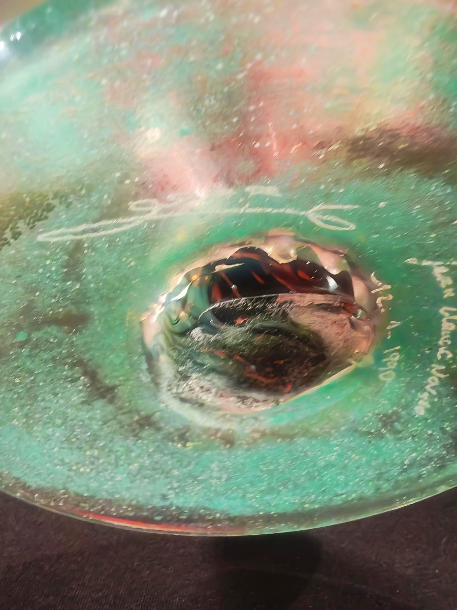Bowl On Foot, Blown Chalice Shape With Inclusions Signed J.c Novaro-photo-1
