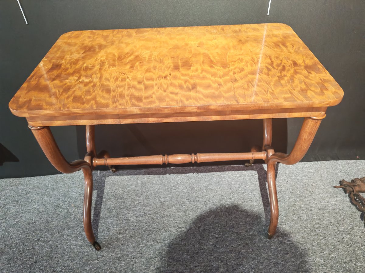 Neoclassical Side Table In Elm Burl, 19th Century-photo-3