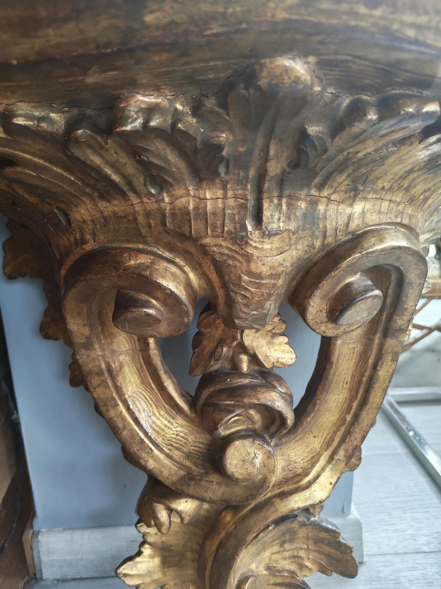 Importante console d applique XVIIIeme dorure a la feuille d or-photo-3